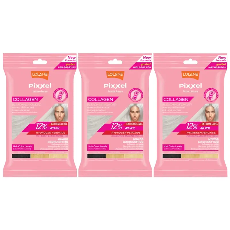 Lolane - Pixxel Collagen Bleaching Powder Extreme Level 15g. (Pack of 3)