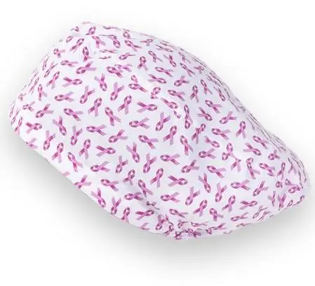Long Hair Surgical Cap with Elastic Band - Pink Bow Breast Cancer