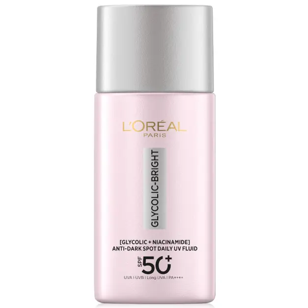 L'Oréal - Glycolic-Bright Anti-Dark Spot Daily UV Fluid SPF50+ with Glycolic + Niacinamide 50ml.