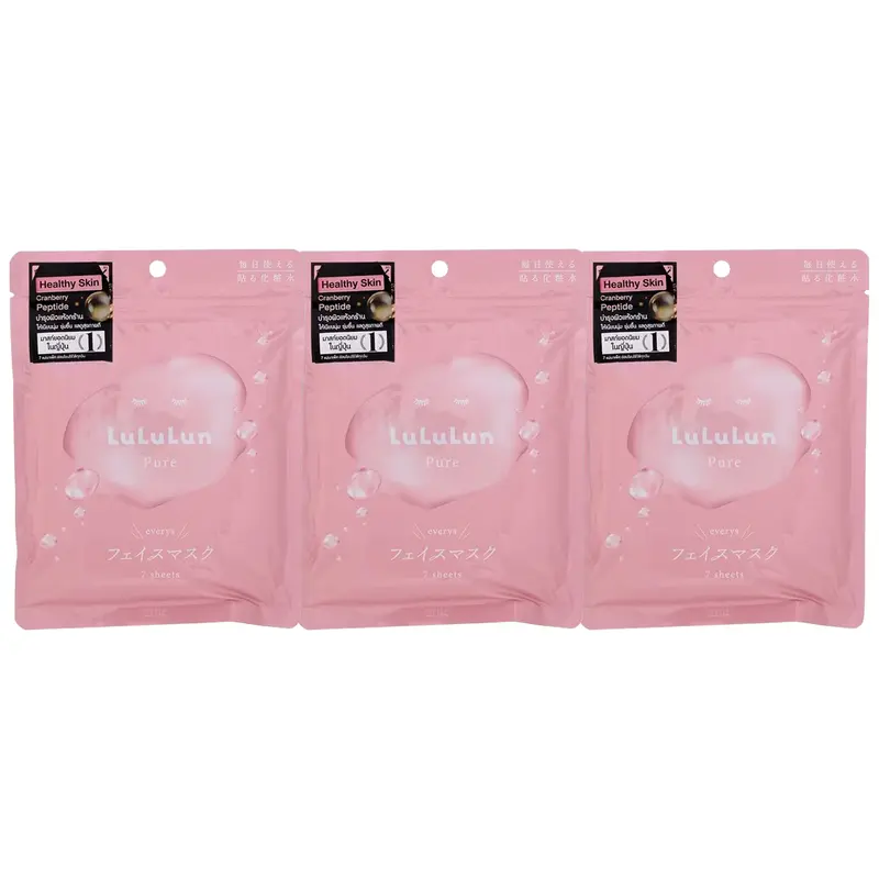 Lululun - Pure Pink Face Mask (Pack of 3 x 7 sheets)