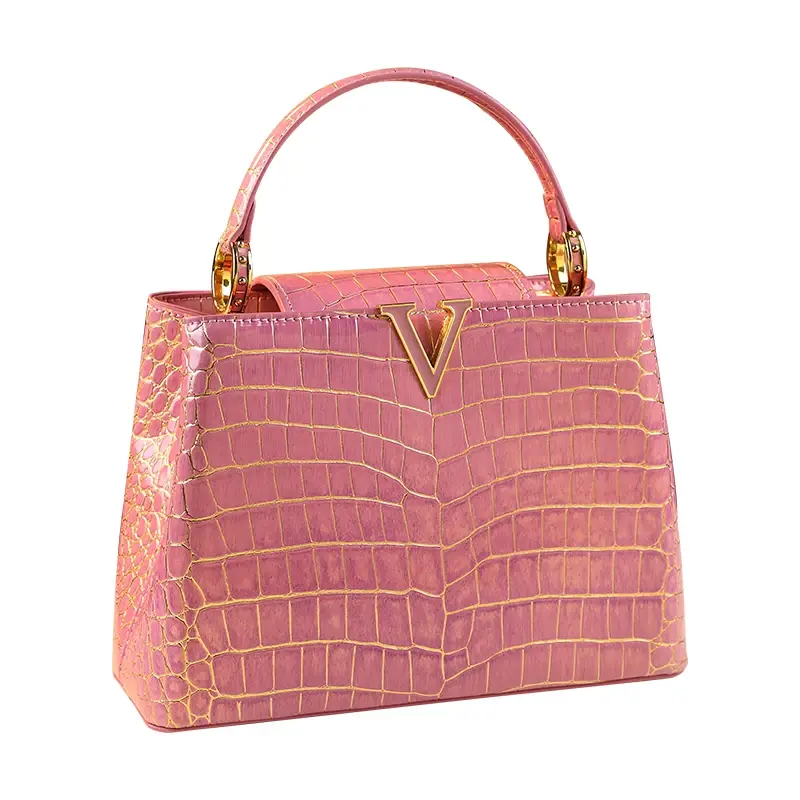 Luxury Doctors Shoulder Bag for Woman Crocodile Pattern Genuine Leather