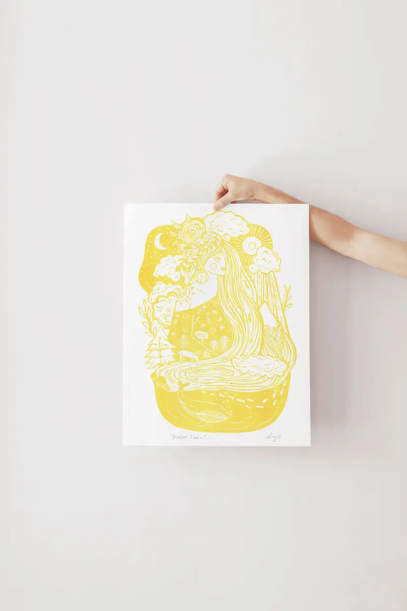Madre Tierra riso print, hippy art, mother earth, goddess