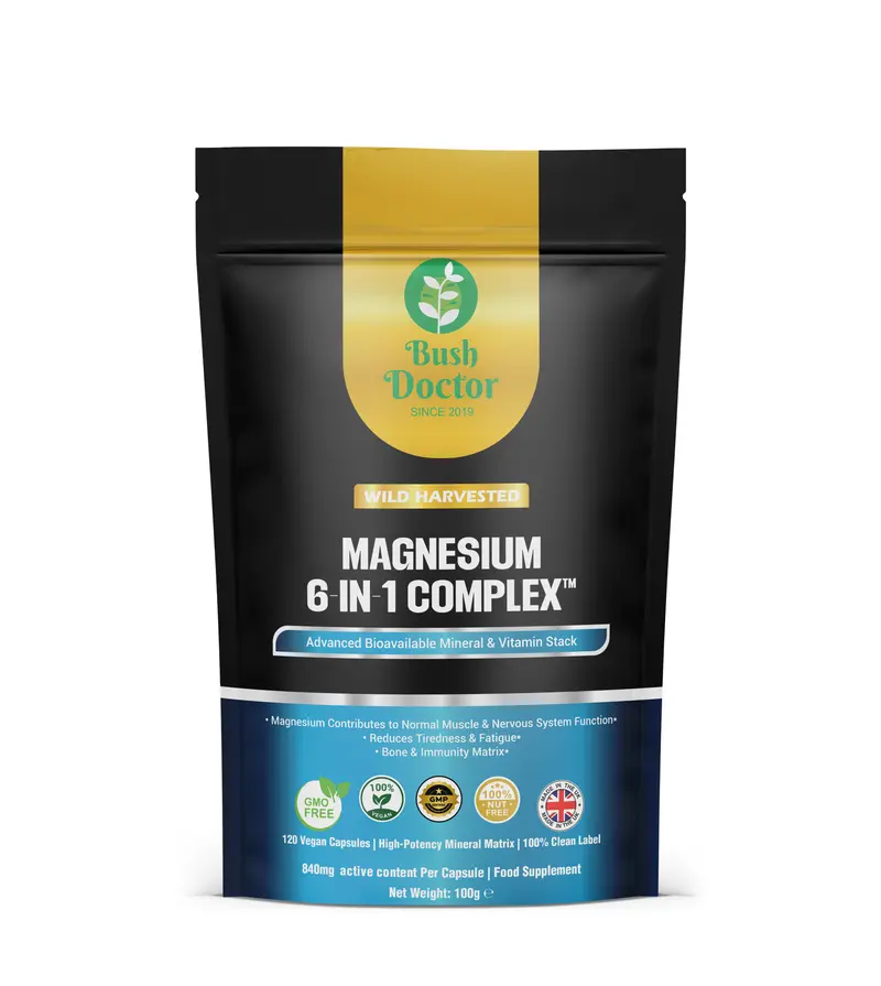Magnesium Glycinate 6-in-1 2500mg 485mg Elemental B6 Zinc D3 60 120 180 Caps