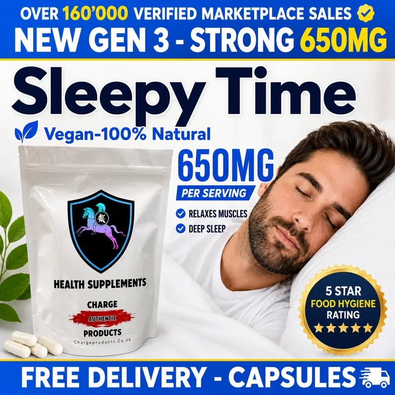 Magnesium Glycinate Sleepy Time Capsules UK — Buy Natural Sleep Supplement | 650mg Chelated Bisglycinate | Evening Routine | 9 Authorised UK Claims | Vegan