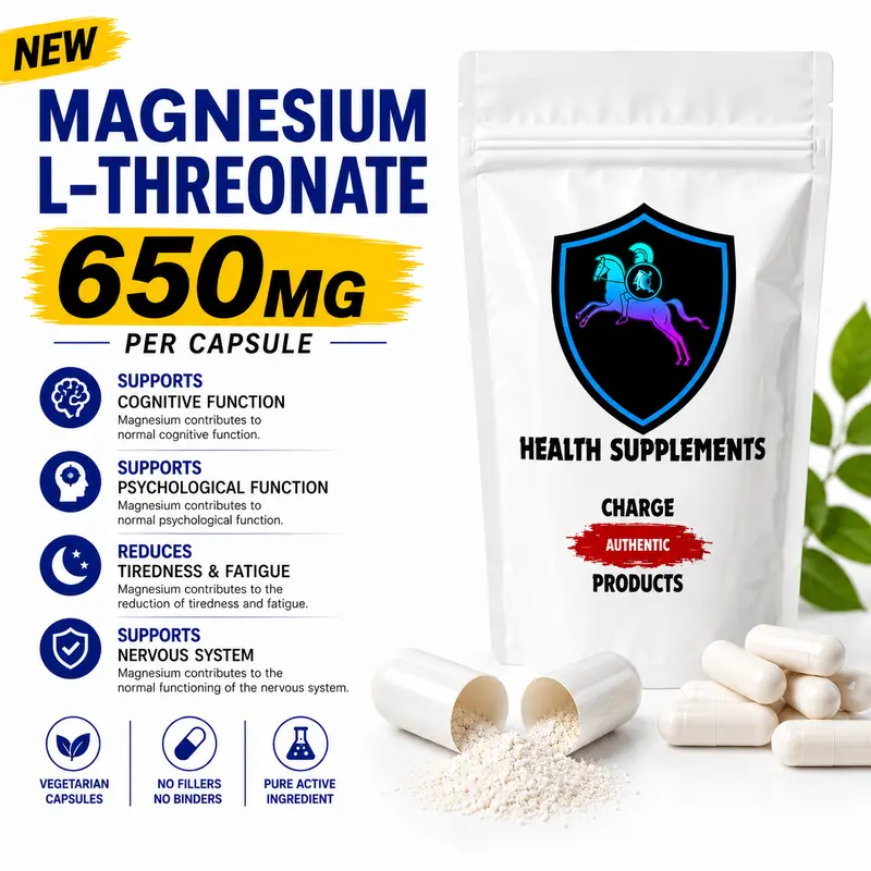 Magnesium L-Threonate 650mg Capsules UK — Pure | No Fillers | Vegan HPMC | ~58.5mg Elemental Mg | Specialist Magnesium Form