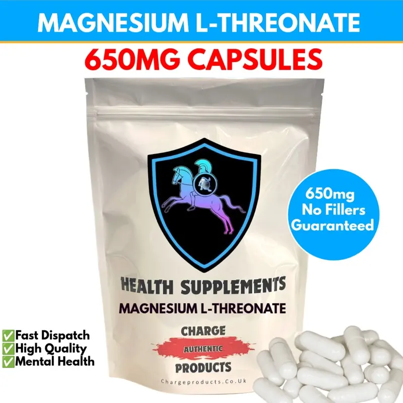 Magnesium L-Threonate 650mg Capsules UK — Pure | No Fillers | Vegan HPMC | Specialist Magnesium Form | ~58.5mg Elemental Mg