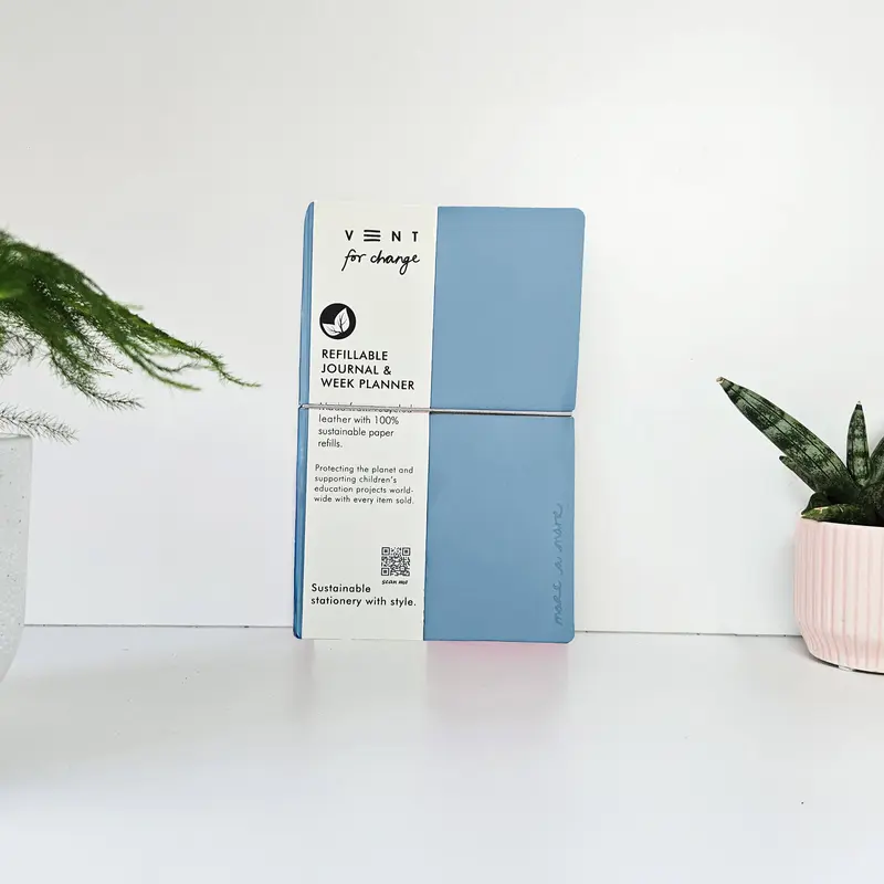 Make a Mark Refillable Planner Dusty Blue - Recycled Leather