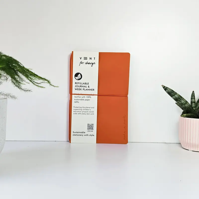 Make a Mark Refillable Planner Orange - Recycled Leather