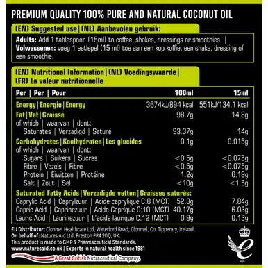 MCT Oil medium-chain triglycerides 100% pure burned energy 500ml