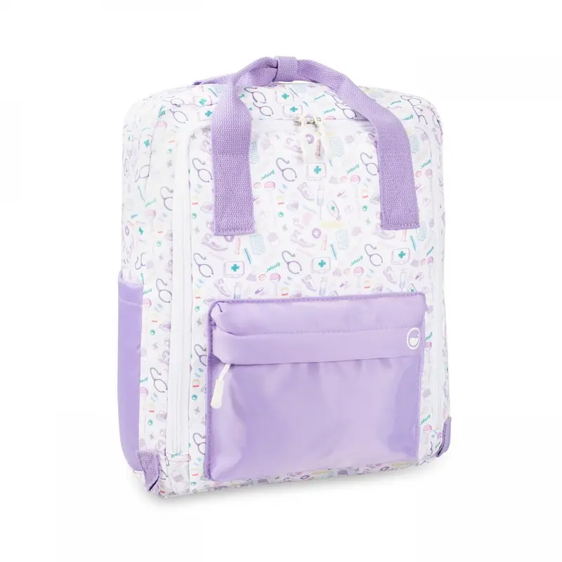 Medical Backpack for Home Care Visits White Purple