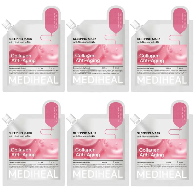 Mediheal - Collagen Anti-Aging Sleeping Mask with Niacinamide 20ml. (Pack of 6)