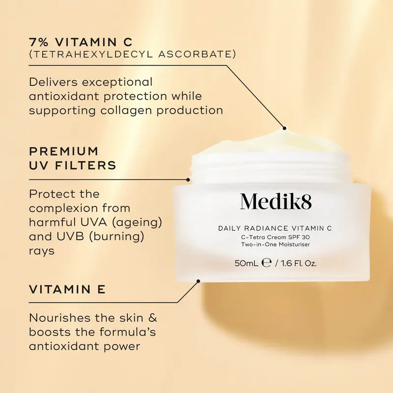 Medik8 DAILY RADIANCE VITAMIN C™C-Tetra 7% Vitamin C Cream SPF 30 Two-in-One Moisturiser