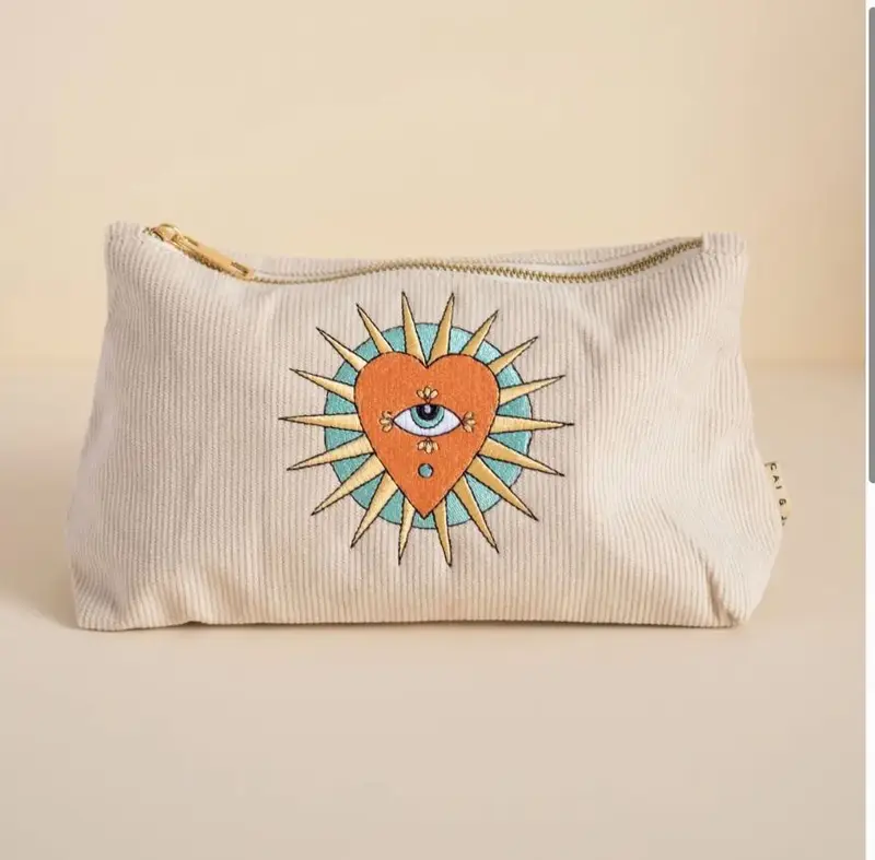 Medium Corduroy Pouch in Stone