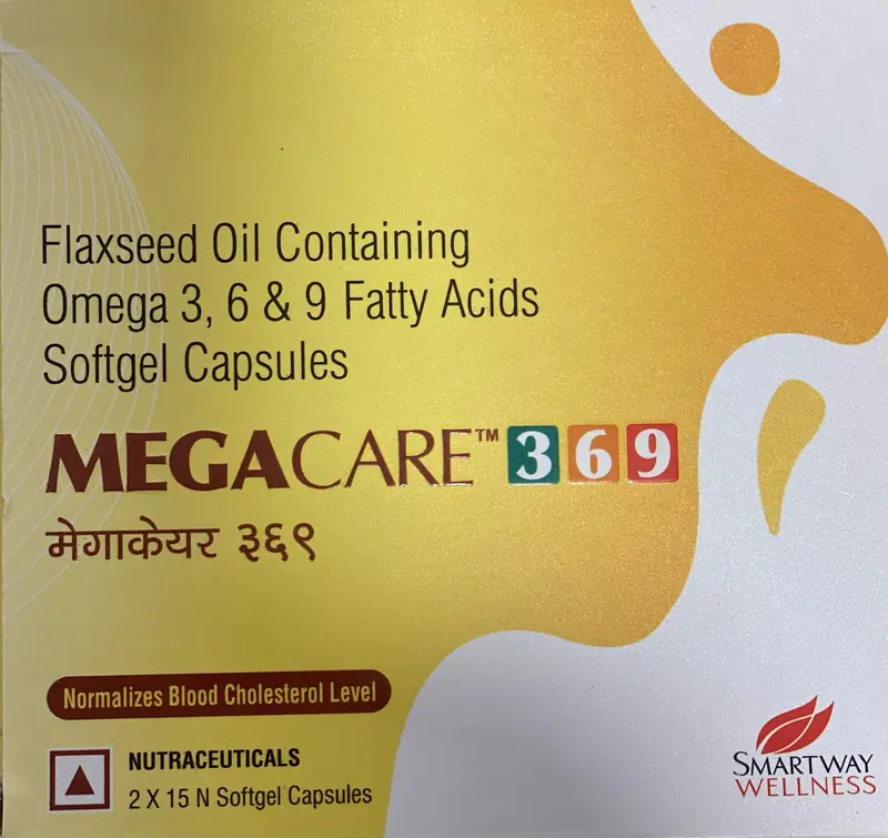 MEGACARE 3,6, 9 Flaxseed Oil Softgels – Omega 3,6,9 Fatty Acids – 30 Capsules