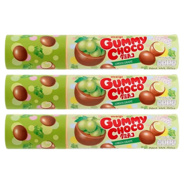 Meiji - Gummy Chocolate Green Grape 50g. (Pack of 3)