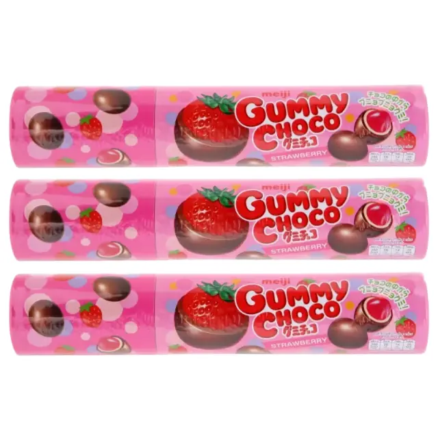 Meiji - Gummy Chocolate Strawberry 50g. (Pack of 3)