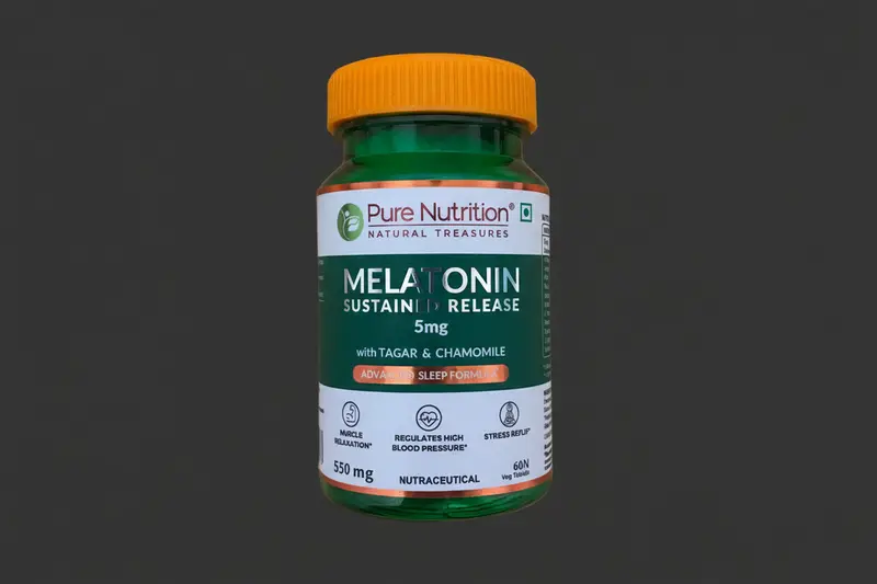 Melatonin m/r 5mg with Tagar & Chamomile – 60 Softgels, “help you relax and enjoy restful sleep”
