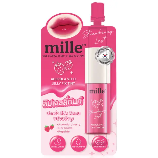 Mille - Acerola Vit C Jelly Fix Tint, Strawberry Lust 3g.