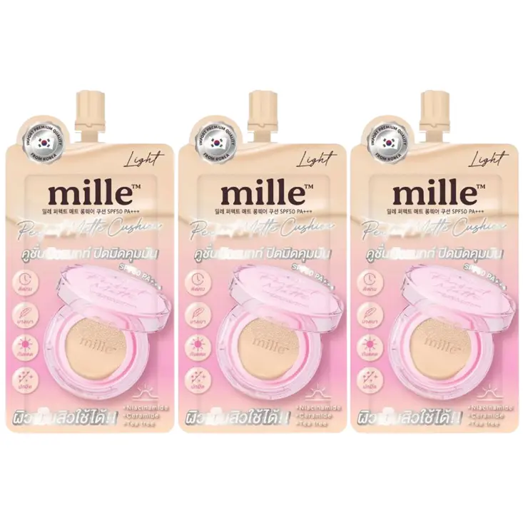 Mille - Perfect Matte Cushion SPF50 PA+++ (#01) 6g. (Pack of 3)