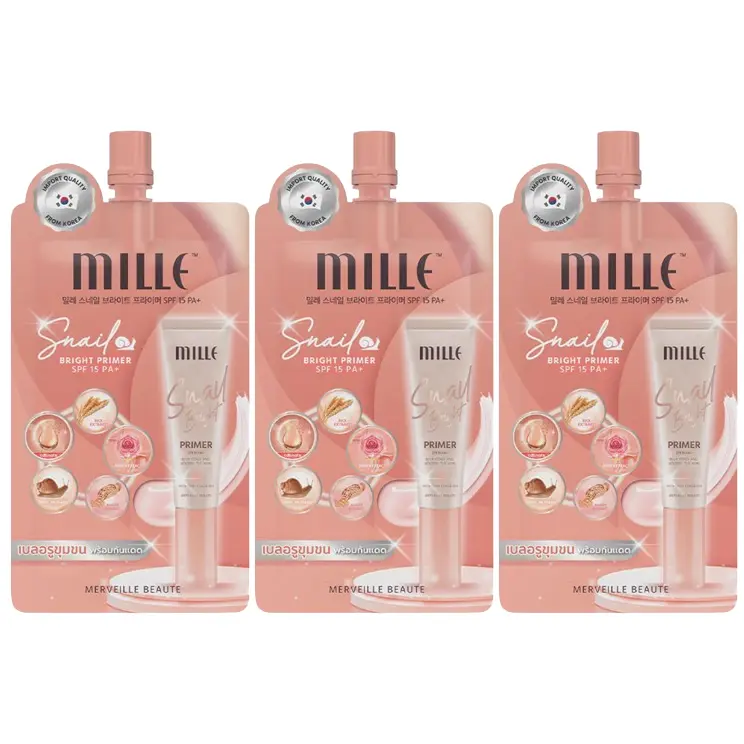 Mille - Snail Bright Primer SPF15/PA+ 6g. (Pack of 3)
