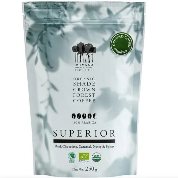 Mivana - Superior, Roasted Organic Shade Grown Forest Coffee 100% Arabica (Dark Chocolate,Caramel, Nutty & Spices) 250g.