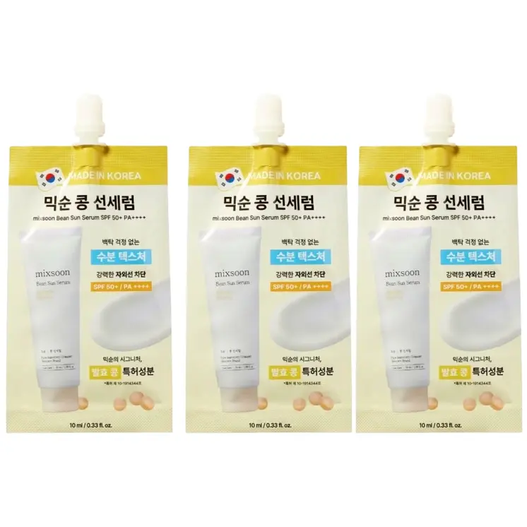 Mixsoon - Bean Sun Serum SPF 50+ PA ++++ 10ml. (Pack of 3)