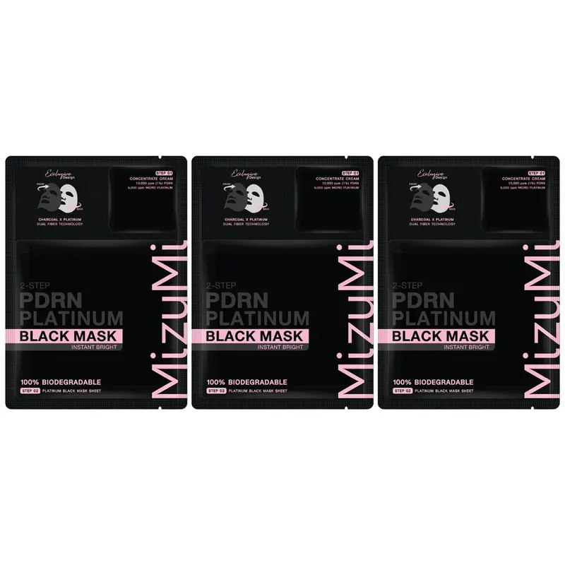 MizuMi - PDRN Platinum Black Mask Instant Bright (Pack of 3)