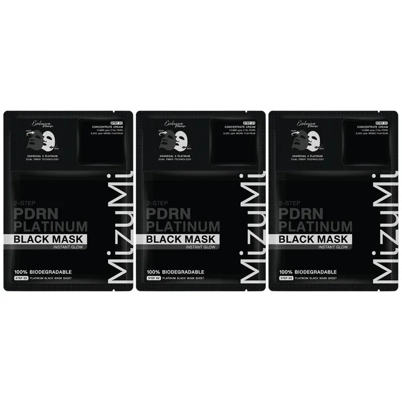 MizuMi - PDRN Platinum Black Mask Instant Glow (Pack of 3)