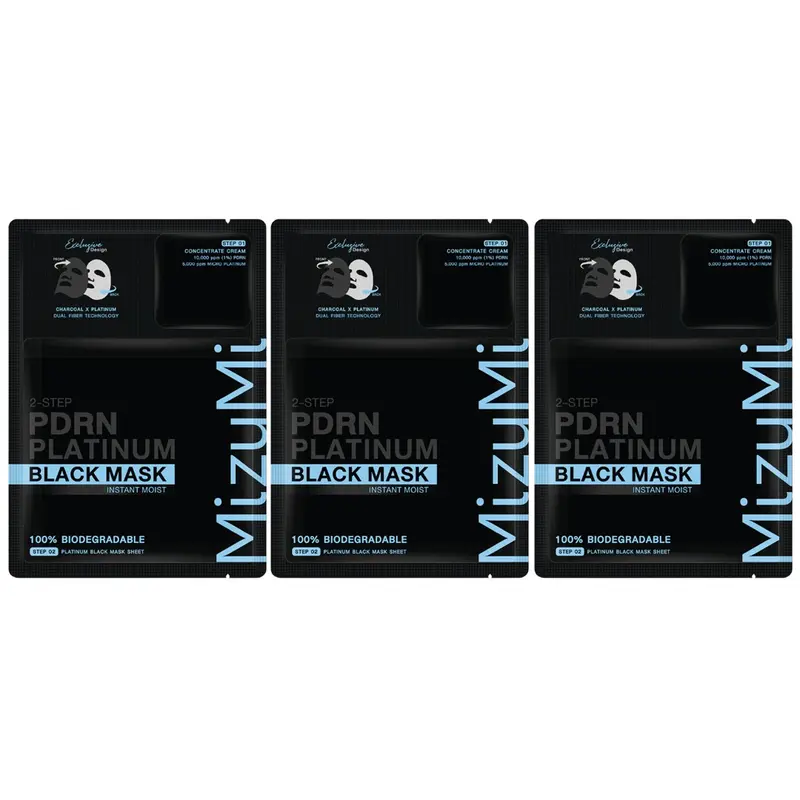 MizuMi - PDRN Platinum Black Mask Instant Moist (Pack of 3)