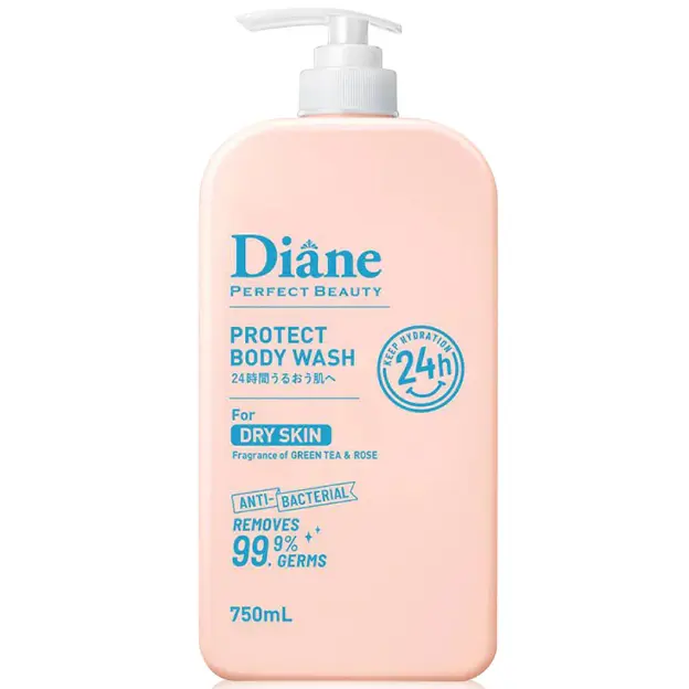 Moist Diane - Protect Body Wash for Dry Skin, Anti-Bacterial, Green Tea & Rose 750ml.