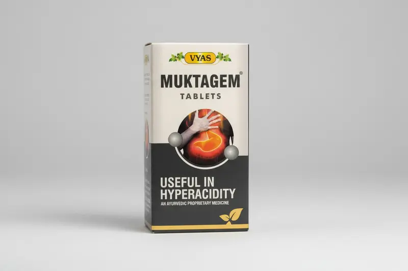 Muktagem® Tablets – Vyas Ayurvedic Medicine for Hyperacidity & Digestive Comfort | 100 Tablets