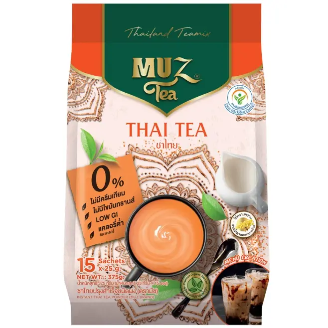 Muz Tea - Thai Tea Powder, Thailand Teamix 375g. (Pack of 15 Sachets)