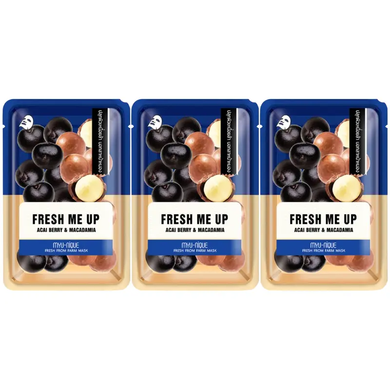 MYU-NIQUE - Fresh From Farm Acai Berry & Macadamia Mask 25g. (Pack of 3)