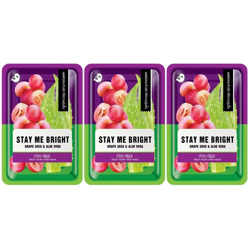 MYU-NIQUE - Fresh From Farm Grape Seed & Aloe Vera Mask 25g. (Pack of 3)