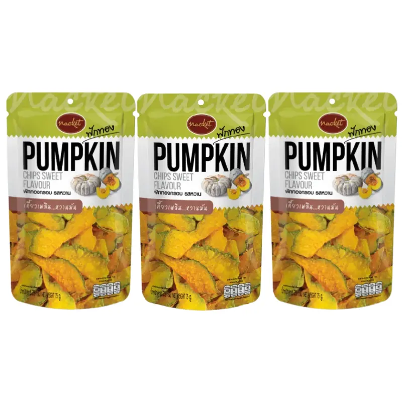 Nacket - Sweet Pumpkin Chips 75g. (Pack of 3)