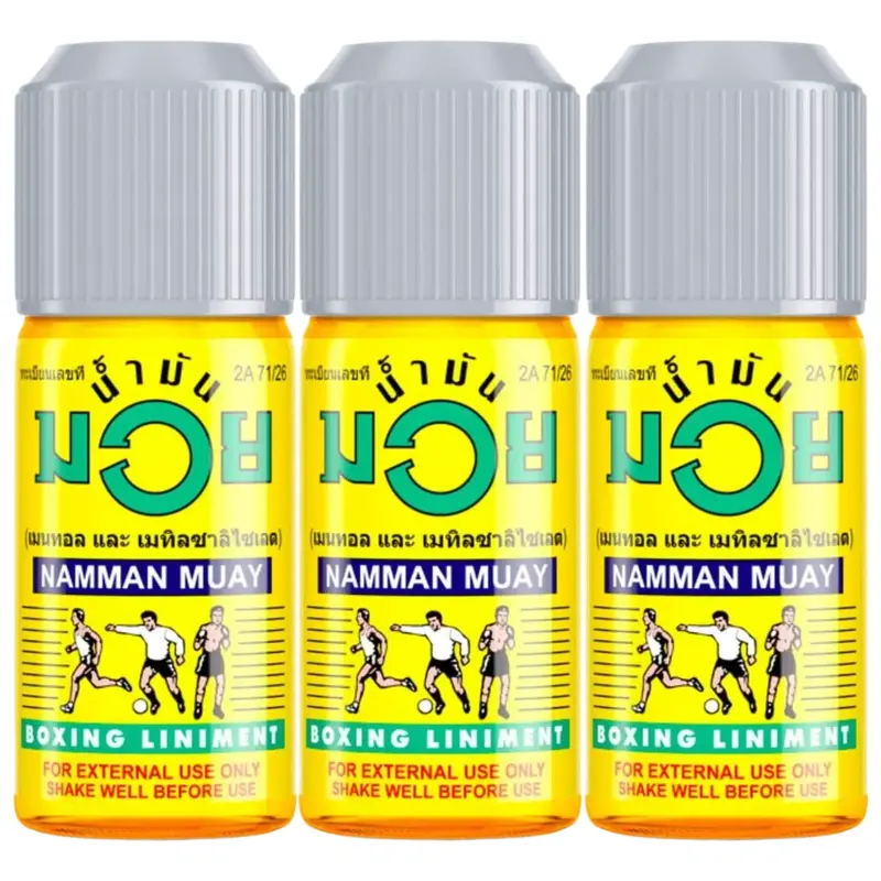 Namman Muay - Boxing Liniment, Relieve Muscle Pain, Muay Thai Massage Oil, Thailand 60ml. (Pack of 3)