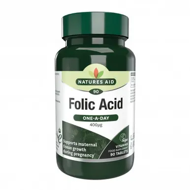 Natures Aid Folic Acid 400 µg Maternal & Daily Health Support – 90 Tablets