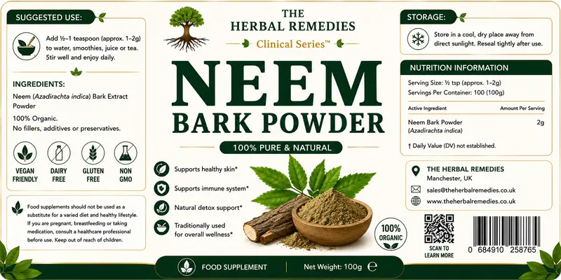 Neem Bark Powder (Azadirachta indica)  Traditional Botanical for Herbal Cleansing & Oral Care Rituals