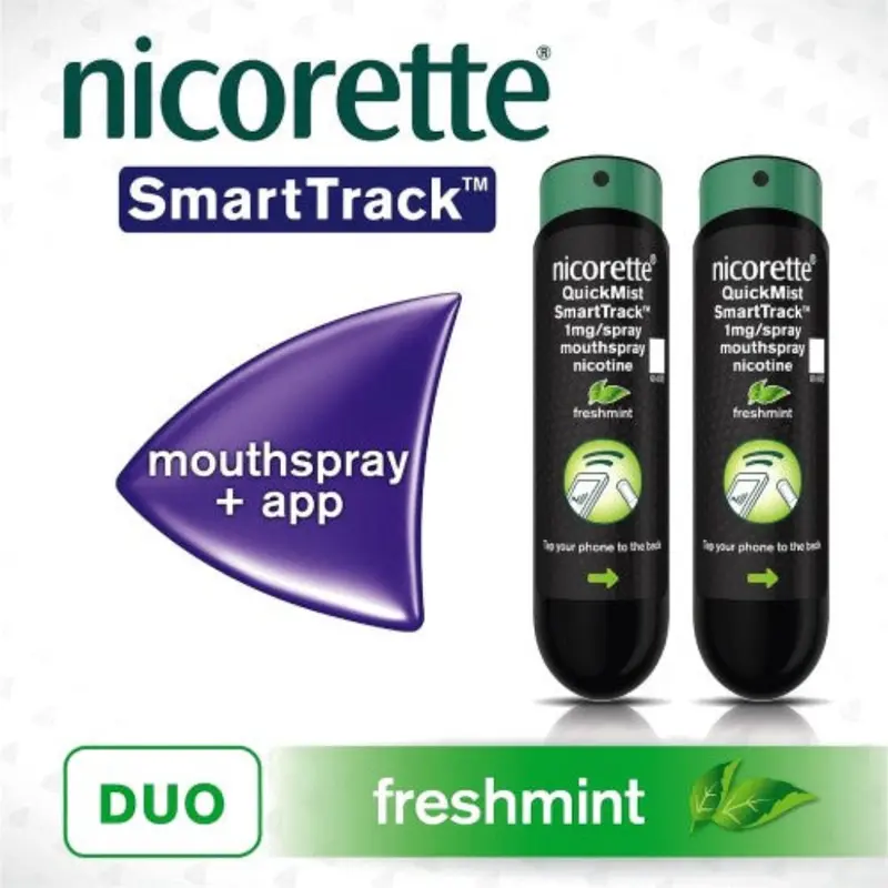 Nicorette QuickMist SmartTrack 1mg/Spray Mouth Spray Nicotine Fresh Mint - 2x150