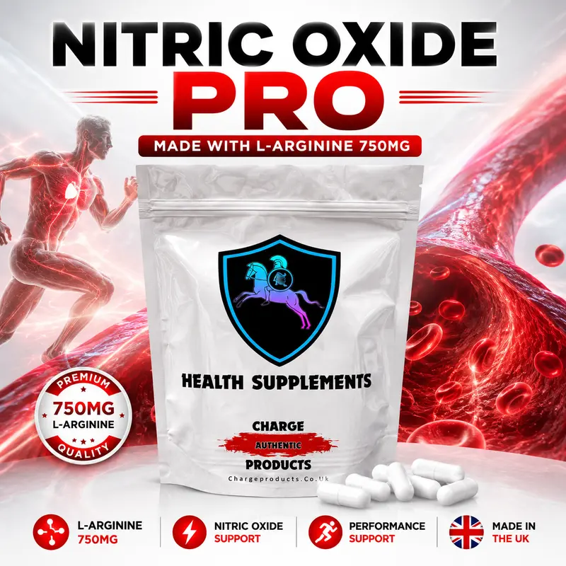 Nitric Oxide PRO 750mg Capsules UK — L-Arginine HCl | Amino Acid | No Fillers | Vegan HPMC | In-House Manufactured | Charge Products