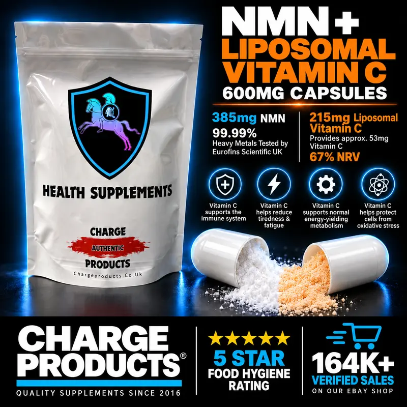 NMN Dual 600mg Capsules β 385mg NMN + 215mg Liposomal Vitamin C (67% NRV) β Eurofins Tested, No Fillers