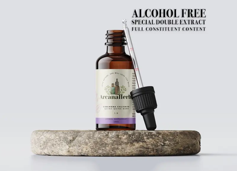 non alcoholic, Alcohol free .Quinine tincture. Cinchona bark. Quina Quina bark. Cinchona calisaya.1