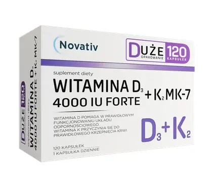 Novativ Witamina D3 4000 IU Forte+K2 MK-7, kapsułki, 120 szt.