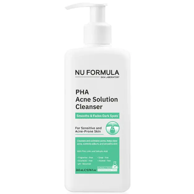 Nu Formula - PHA Acne Solution Cleanser, Smooths & Fades Dark Spots for Sensitive and Acne-Prone Skin 265ml.