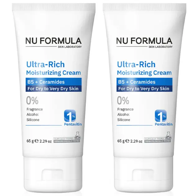 Nu Formula Ultra-Rich Moisturizing Cream B5 + Ceramides 65g (Pack of 2) | 72H Barrier Repair