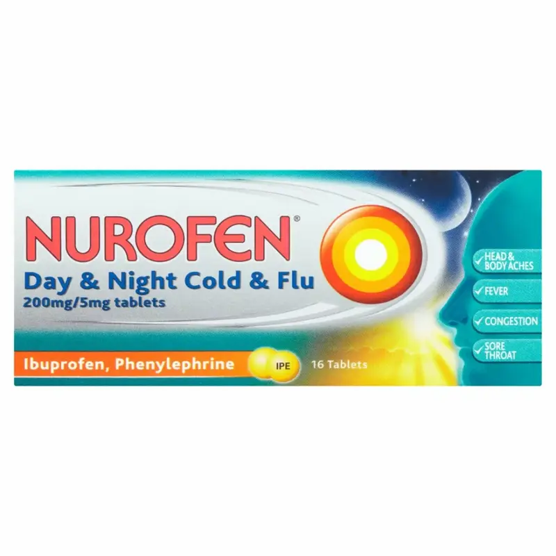 Nurofen Day & Night Cold & Flu 200mg/5mg 16 Tablets(N)