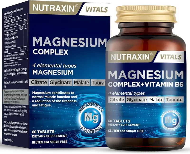 Nutraxin Vitals Magnesium Complex + Vitamin B6 – 60 Tablets