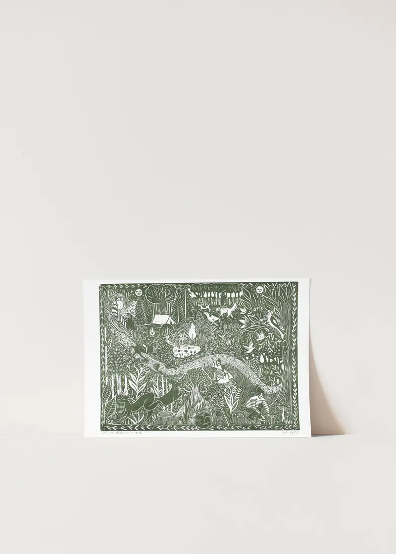 Off the Beaten Track riso print, hiking, nature, walk art