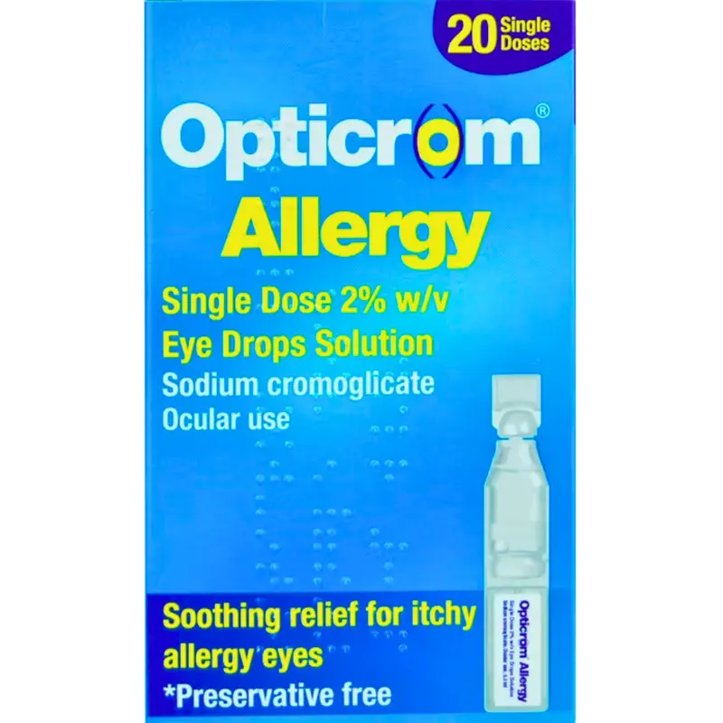 Opticrom Allergy Eye Drops - 20 Single Doses (Preservative Free)