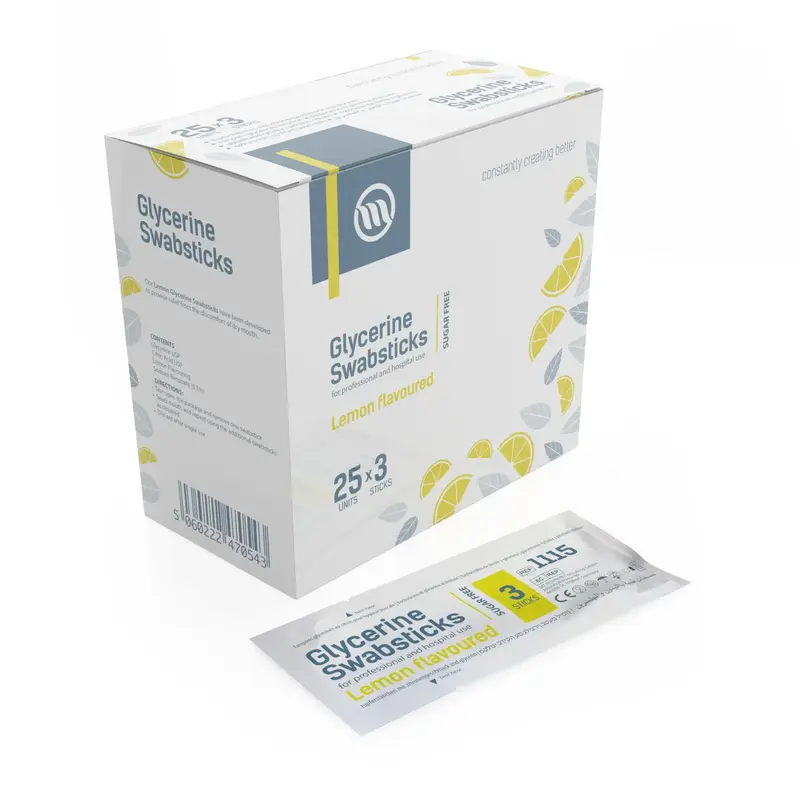 Optimum Medical Glycerine Oral Swabsticks (Lemon or Blackcurrant) (x75)